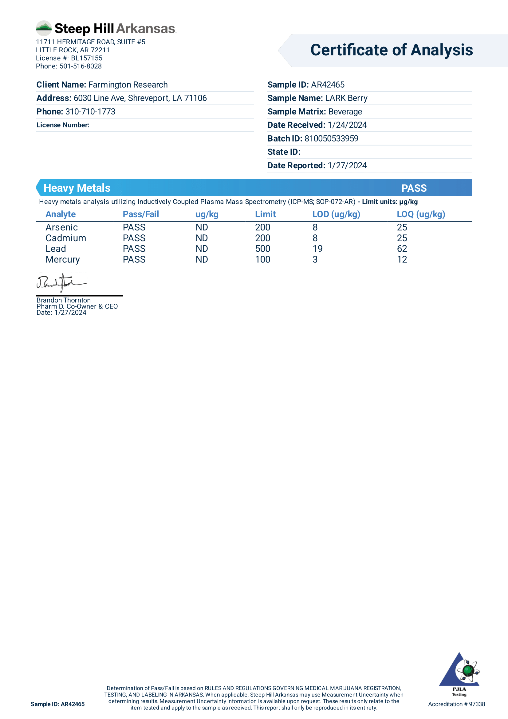 Lark Berry Heavy Metals COA